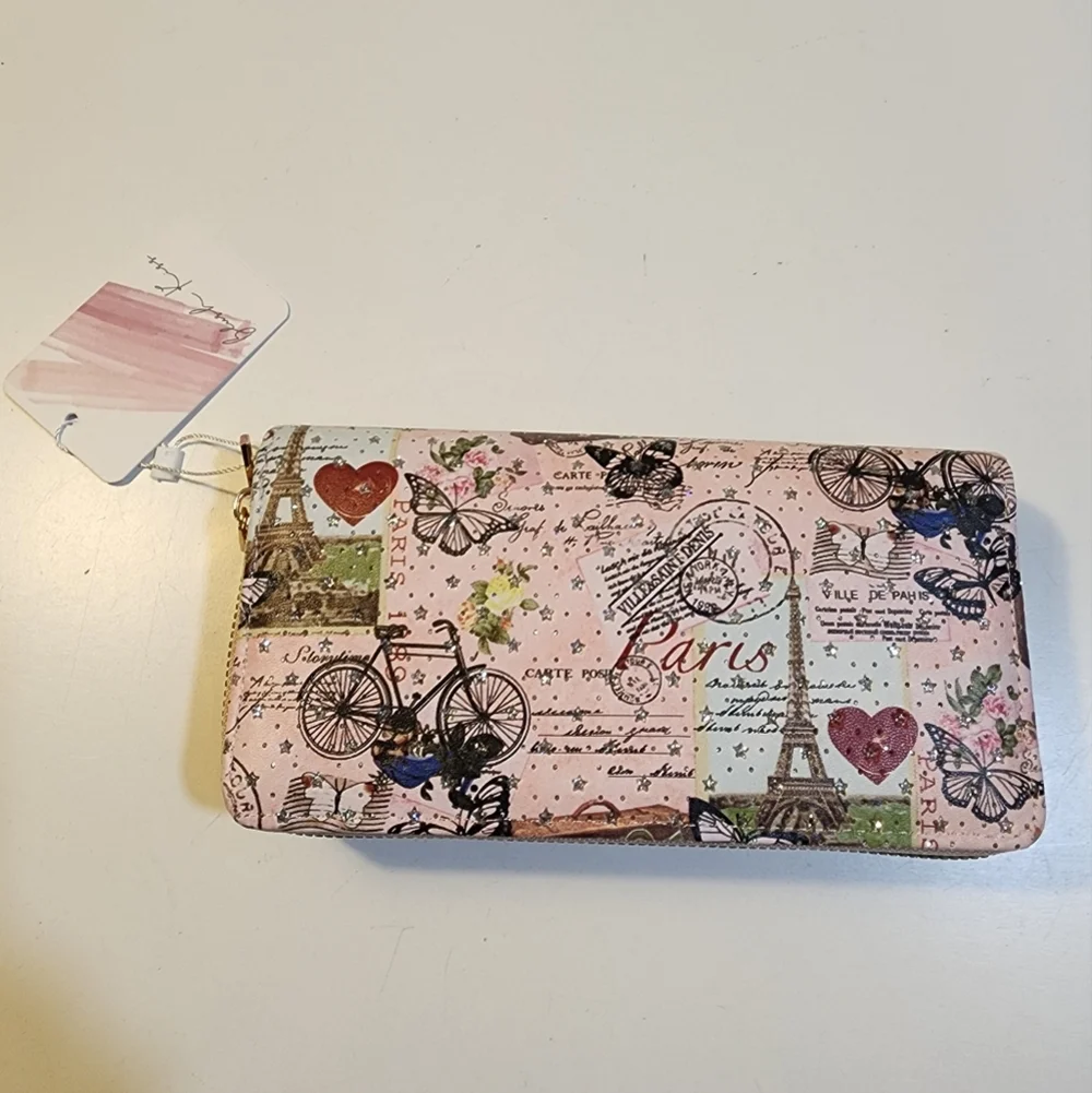 Paris Motif Pink Wallet NWT